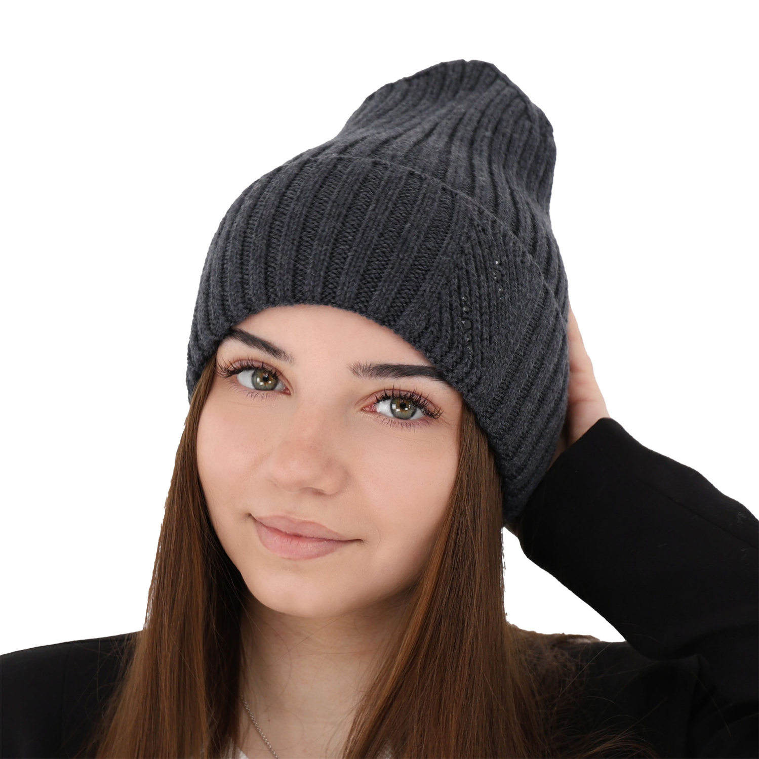 Dam vintermössa, grå, 100% Merino Ull, Ariga