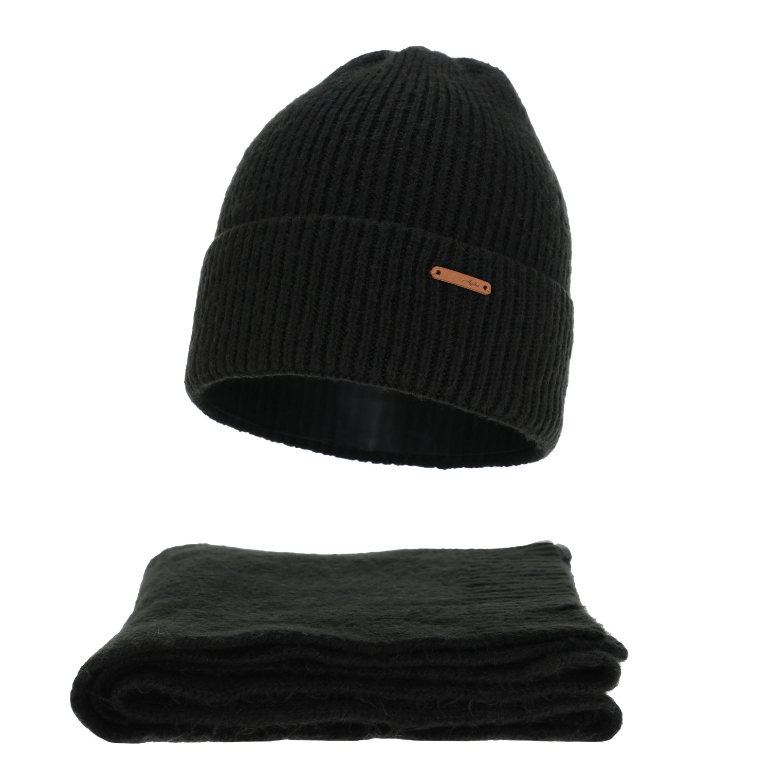 Dam vinter set: mössa och halsduk, beige, med merinull, Seala