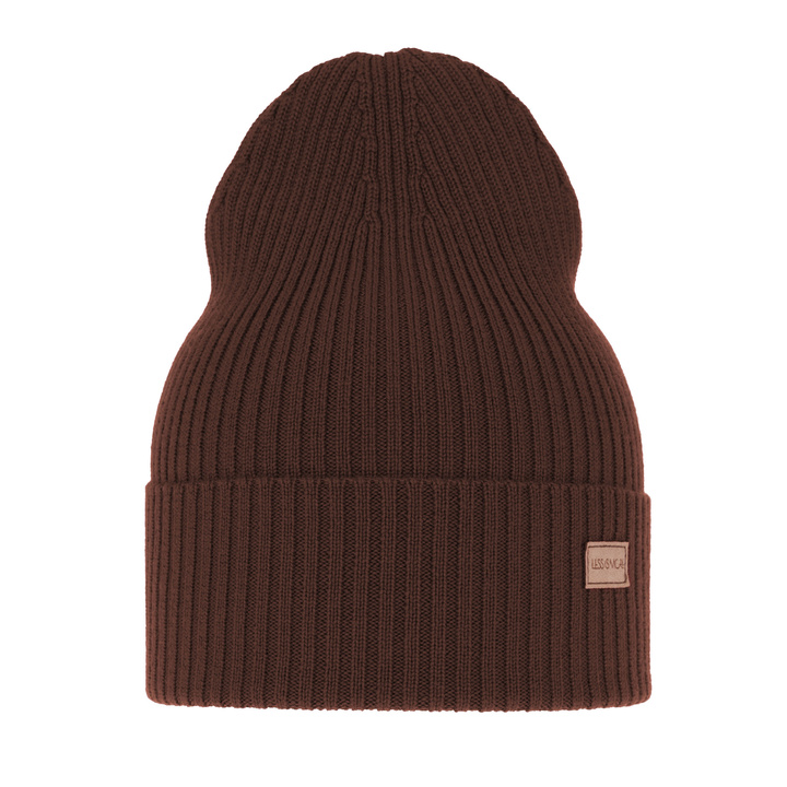 Dam vinter/vår mössa, brun, 100% Merino Ull, Sophie