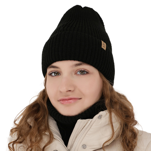 Flicka vinter set: mössa och halsduk, amarantowy, Edera