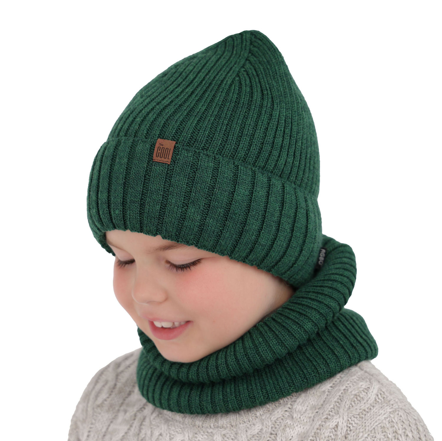 Pojke vinter set: mössa och tubhalsduk, camel, fodrad med fleece, Metis