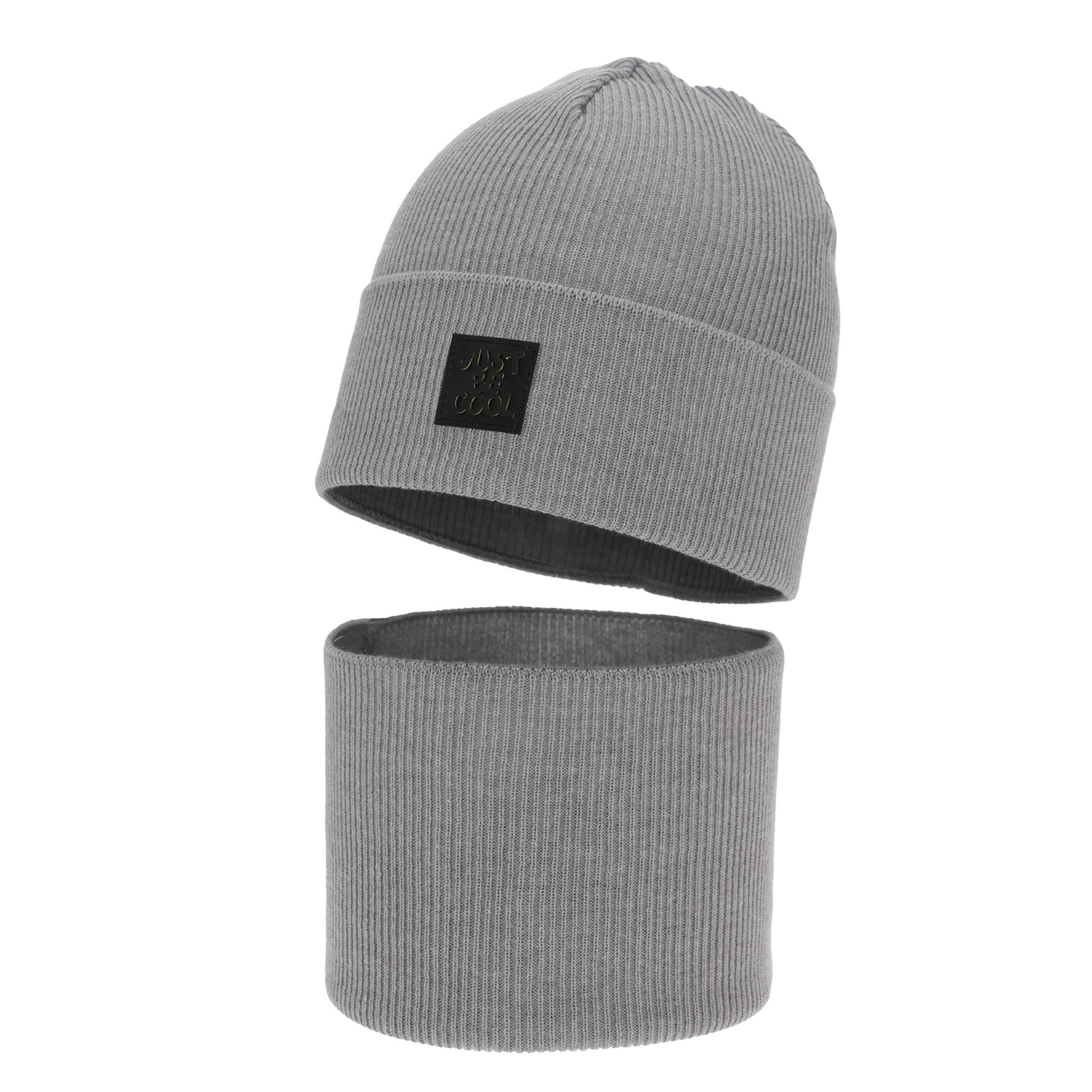 Pojke höst/vår set: mössa och tubhalsduk, ljusgrå, med bomull, Jonas