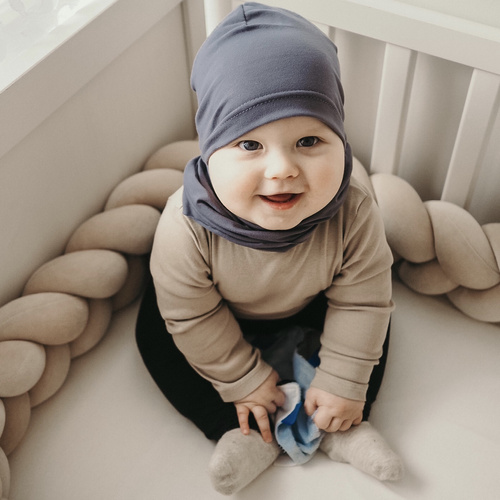 Pojke höst/vår set: mössa och tubhalsduk, blå, fodrad med bomull, Hazel