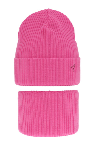 Flicka vinter set: mössa och tubhalsduk, rosa, Rosetta