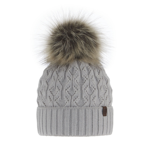 Dam vintermössa, grå, med pompom, Katty