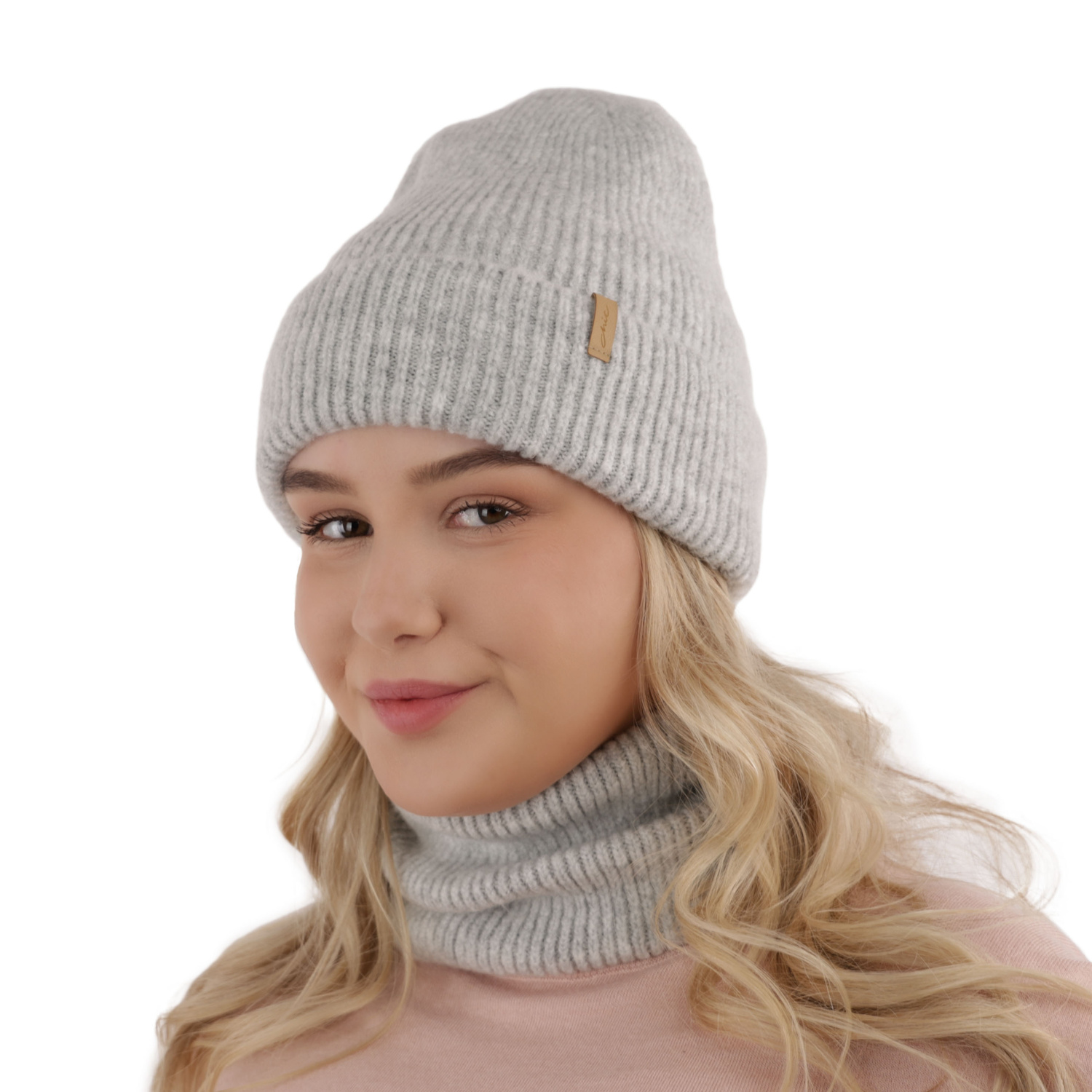 Flicka vinter set: mössa och tubhalsduk, rosa, Edila