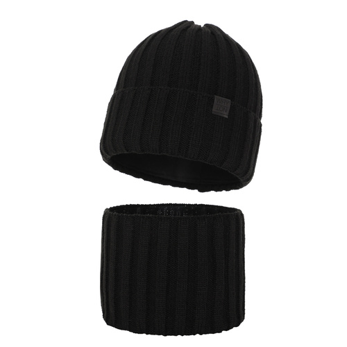 Pojke vinter set: mössa och tubhalsduk, svart, Baster
