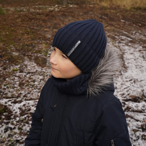 Pojke vinter set: mössa och halsduk, orange, med pompom, Livido