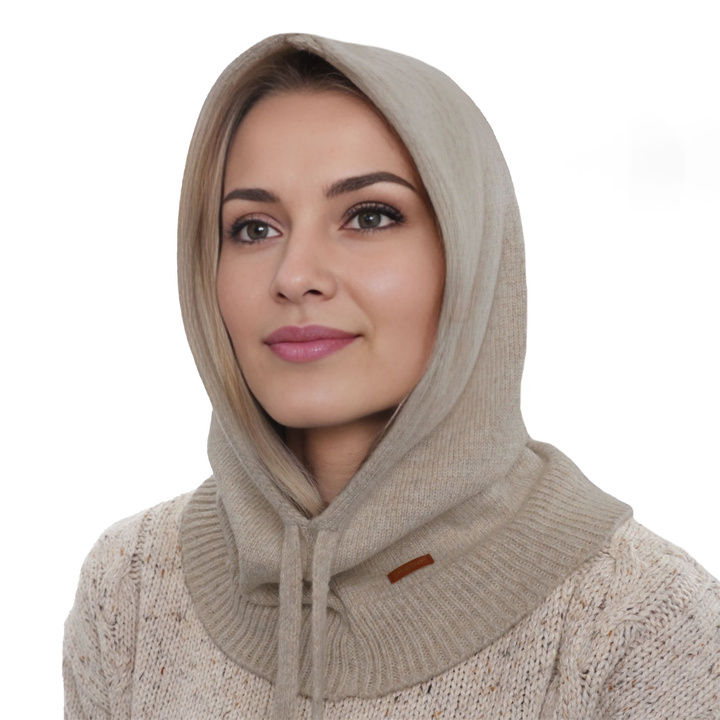 Dam vinter balaclava, beige, med merinull, Elizabeth