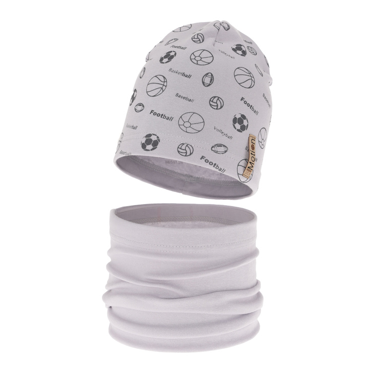 Pojke höst/vår set: mössa och tubhalsduk, grå, bomull, Paolo