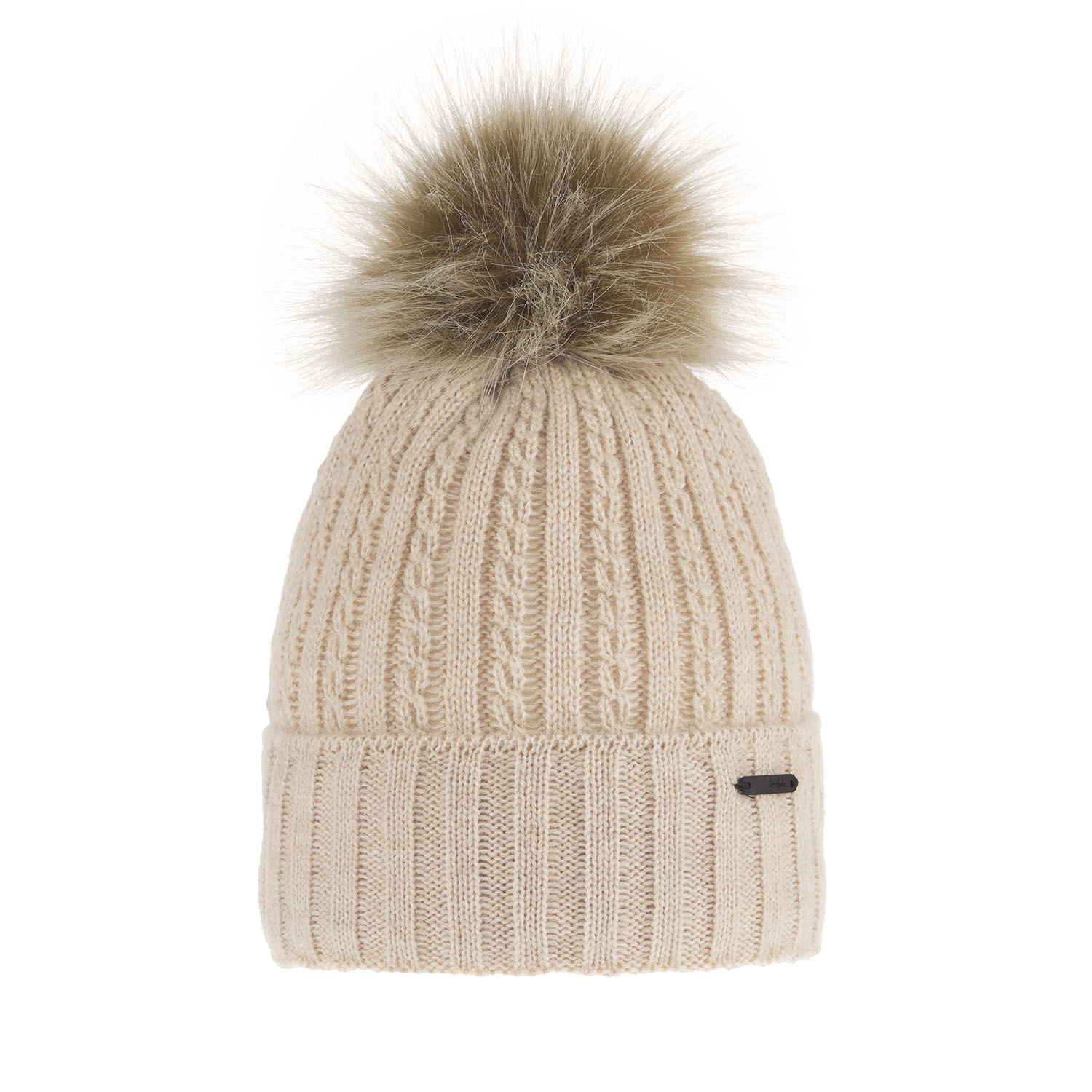 Dam vintermössa, beige, med pompom, Karizma