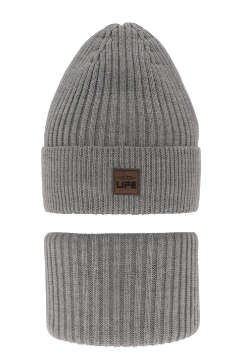 Pojke vinter set: mössa och tubhalsduk, grå, Basilio