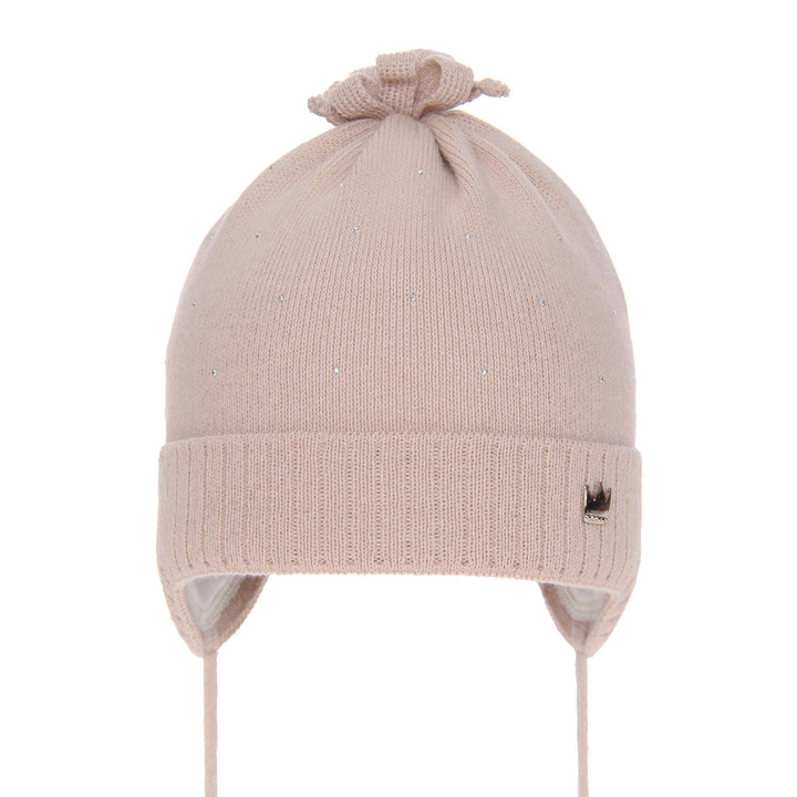 Flicka höst/vår mössa, beige, med knytband, Oliwka