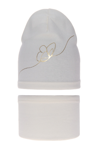 Flicka höst/vår set: mössa och tubhalsduk, kremowy, bawełniany, Jula