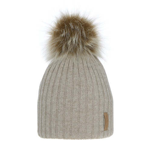 Flicka vintermössa, beige, med pompom, Werbena