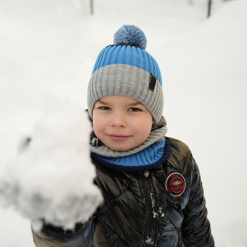 Pojke vinter set: mössa och tubhalsduk, grå, Karson