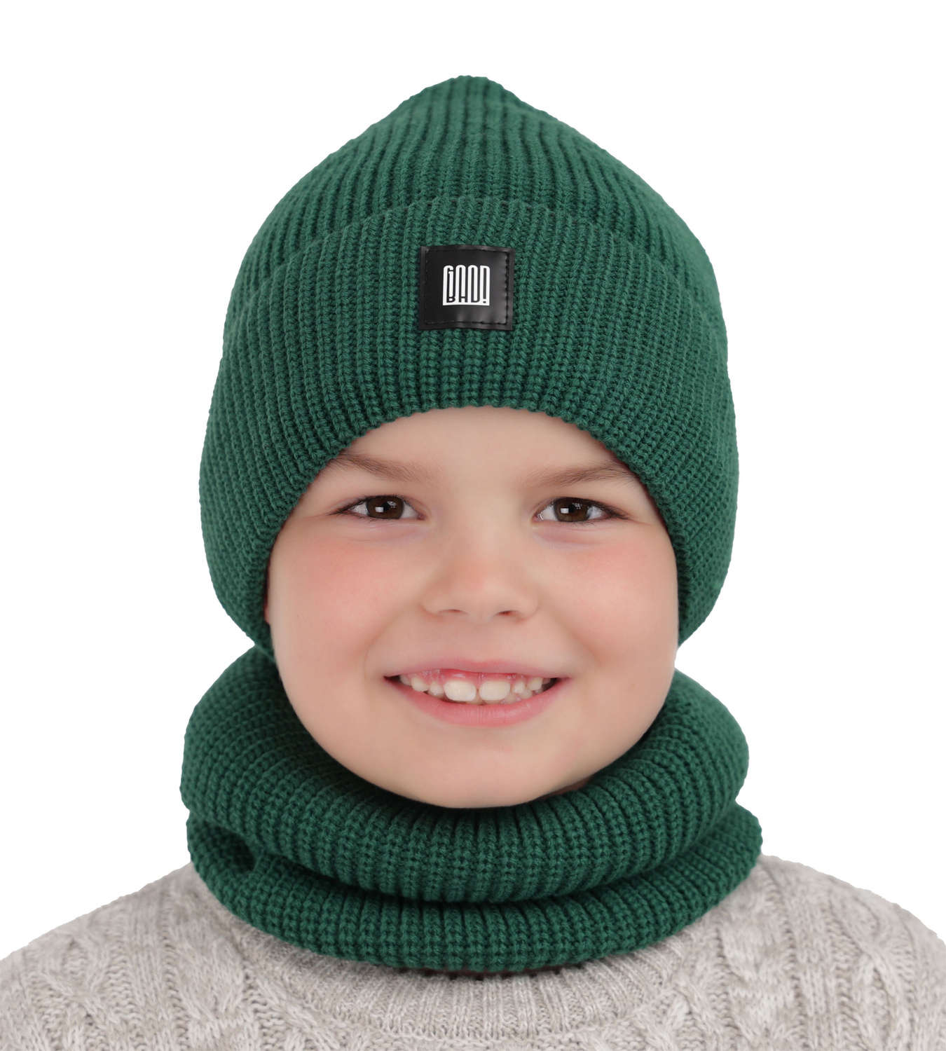 Pojke vinter set: mössa och tubhalsduk, khaki, Amadeo