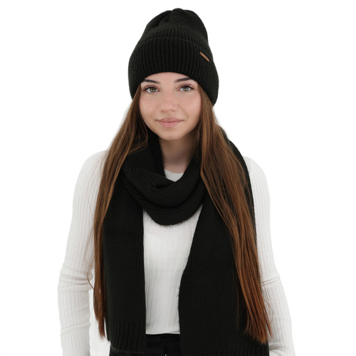 Dam vinter set: mössa och halsduk, beige, med merinull, Seala