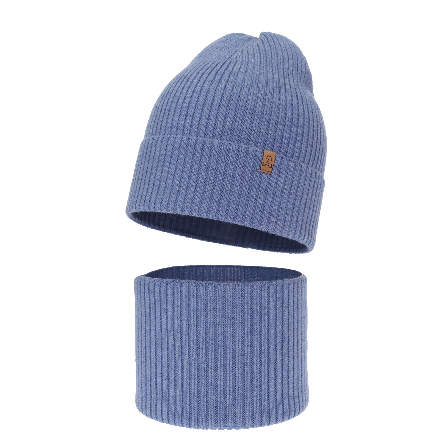 Pojke höst/vår set: mössa och tubhalsduk, blå, 100% Merino Ull, Lemas