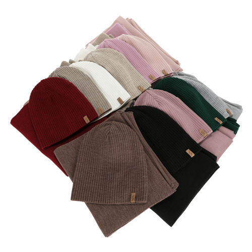 Dam vinter set: mössa och halsduk, beige, Fena