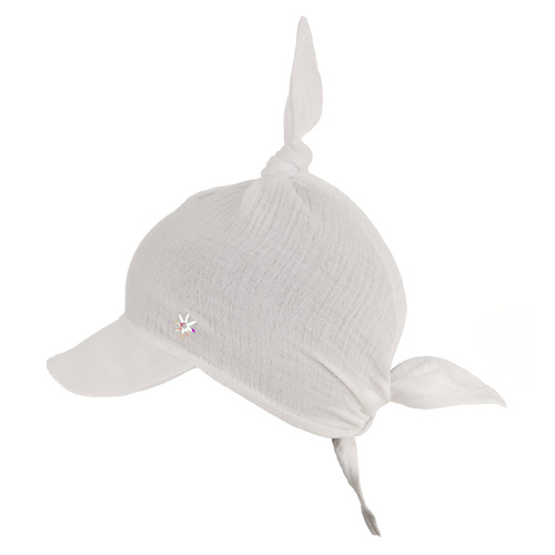 Flicka muslin huvudduk med visir primaverile, bianco, Sunny