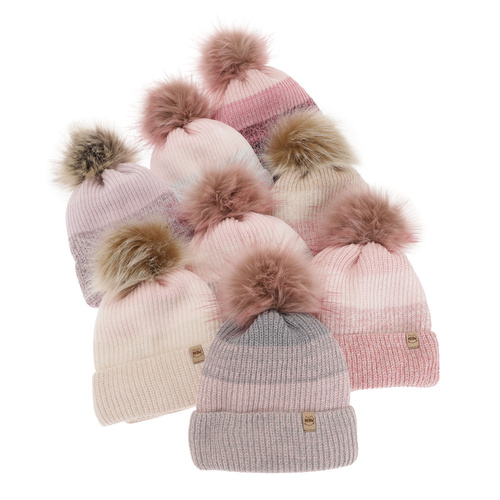 Flicka vinter set: mössa och tubhalsduk, grå, med pompom, Gimena