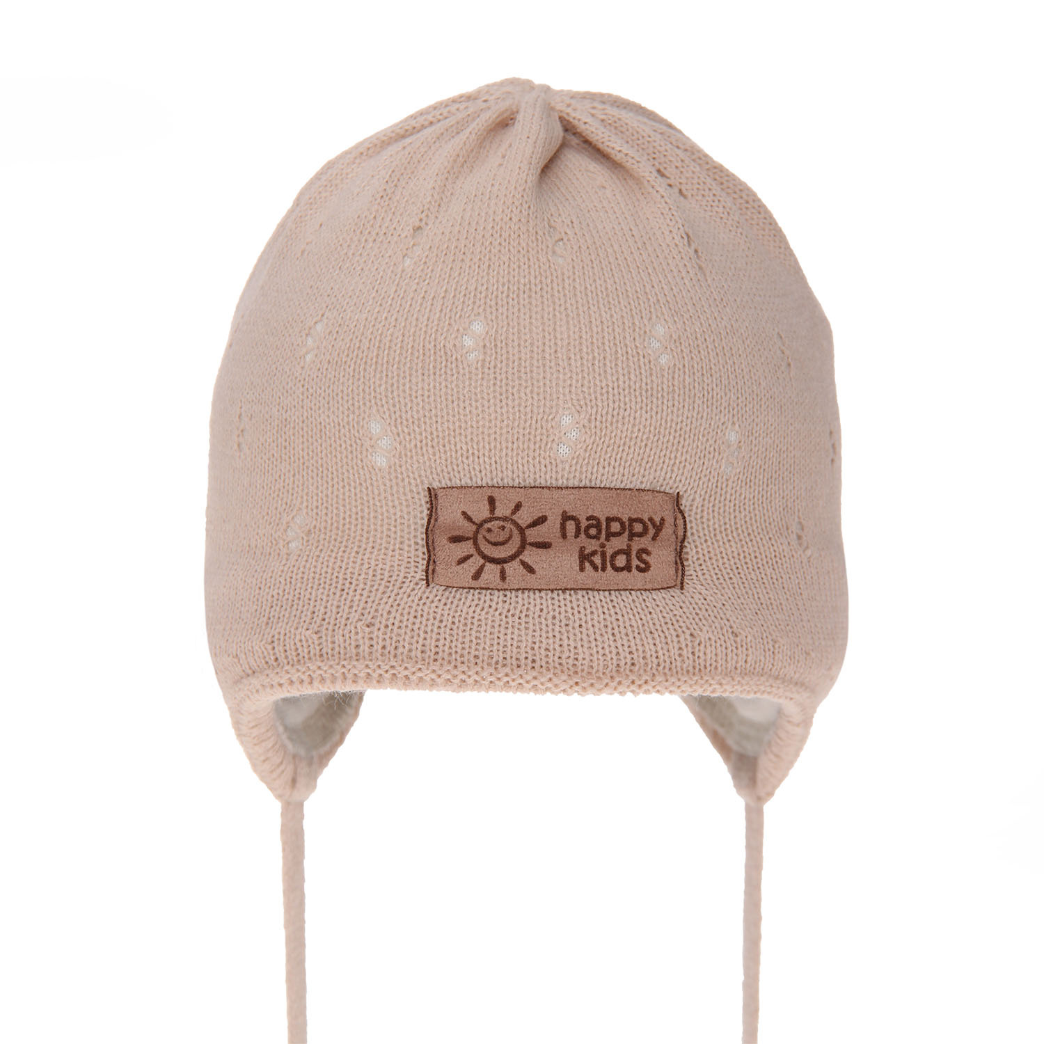 Pojke höst/vår mössa, beige, med knytband, Bobi