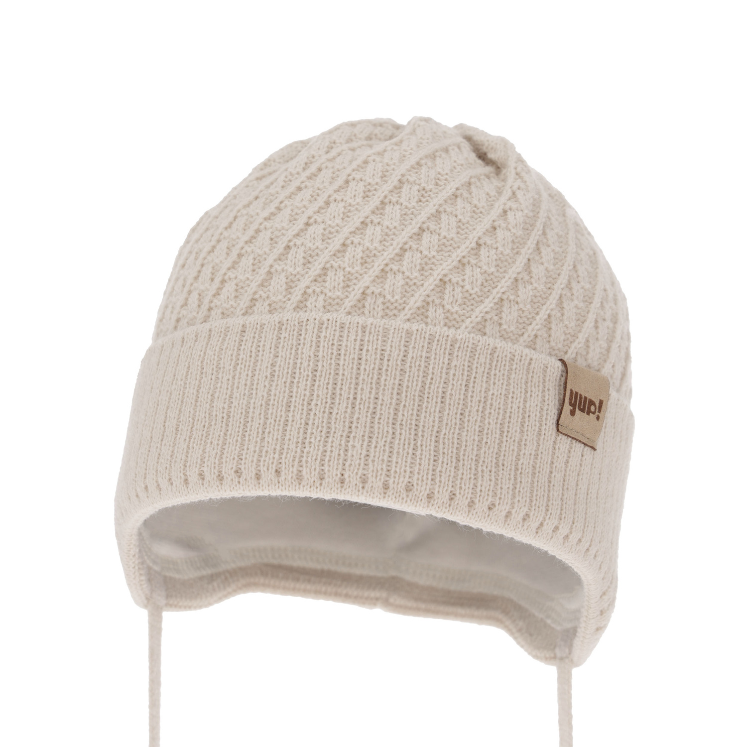 Pojke höst/vår mössa, beige, med knytband, David