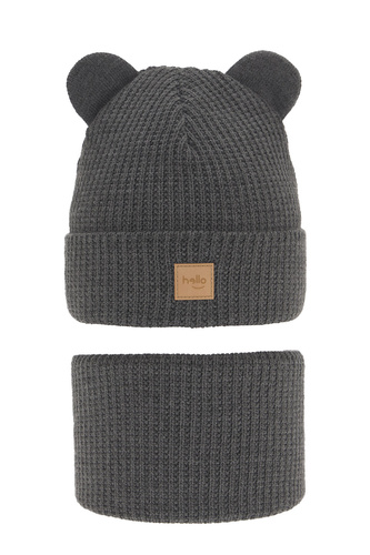 Pojke vinter set: mössa och tubhalsduk, mörkgrå, Michael