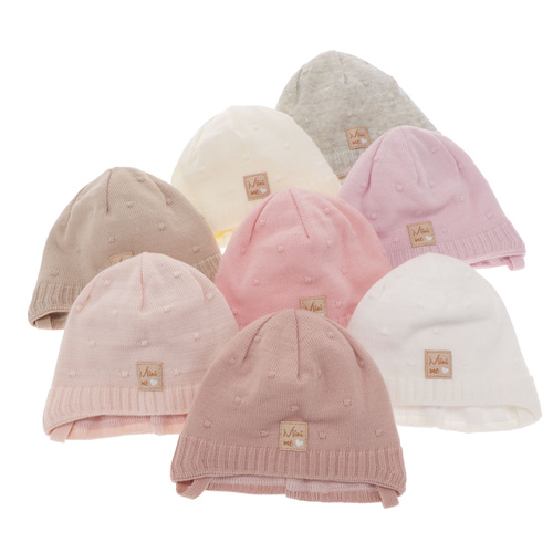 Flicka höst/vår mössa, creme, med knytband, Celine