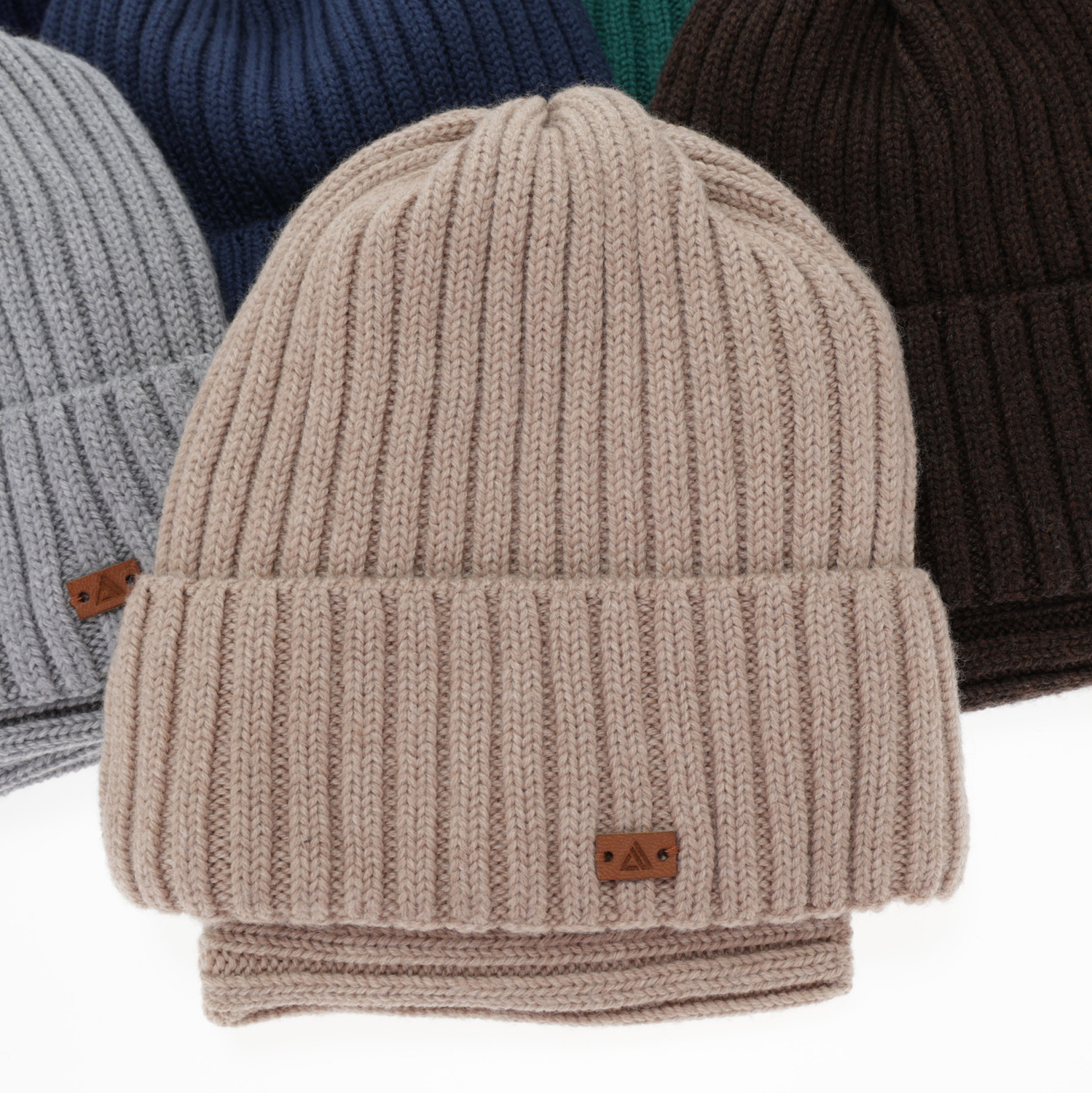 Pojke vinter set: mössa och tubhalsduk, 100% Merino Ull, camel Umberto