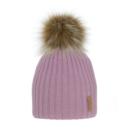 Flicka vintermössa, lila, med pompom, Werbena