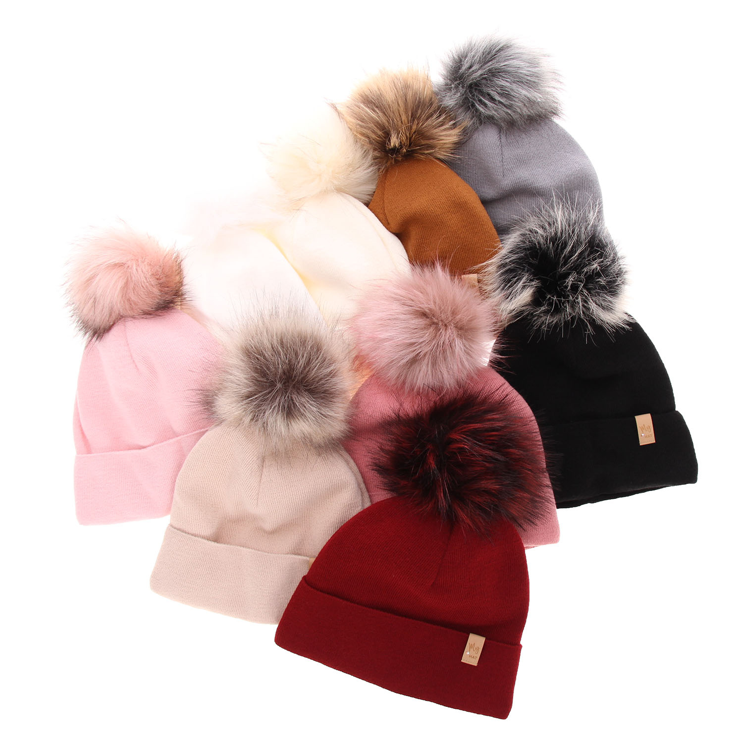 Dam vintermössa, brun, med pompom, Kalia