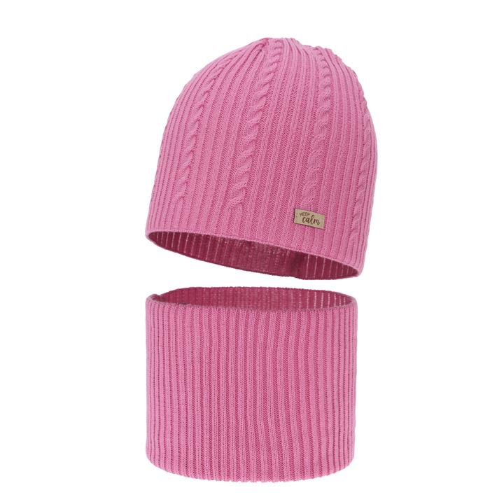 Flicka höst/vår set: mössa och tubhalsduk, med bomull, beige, Ordesa