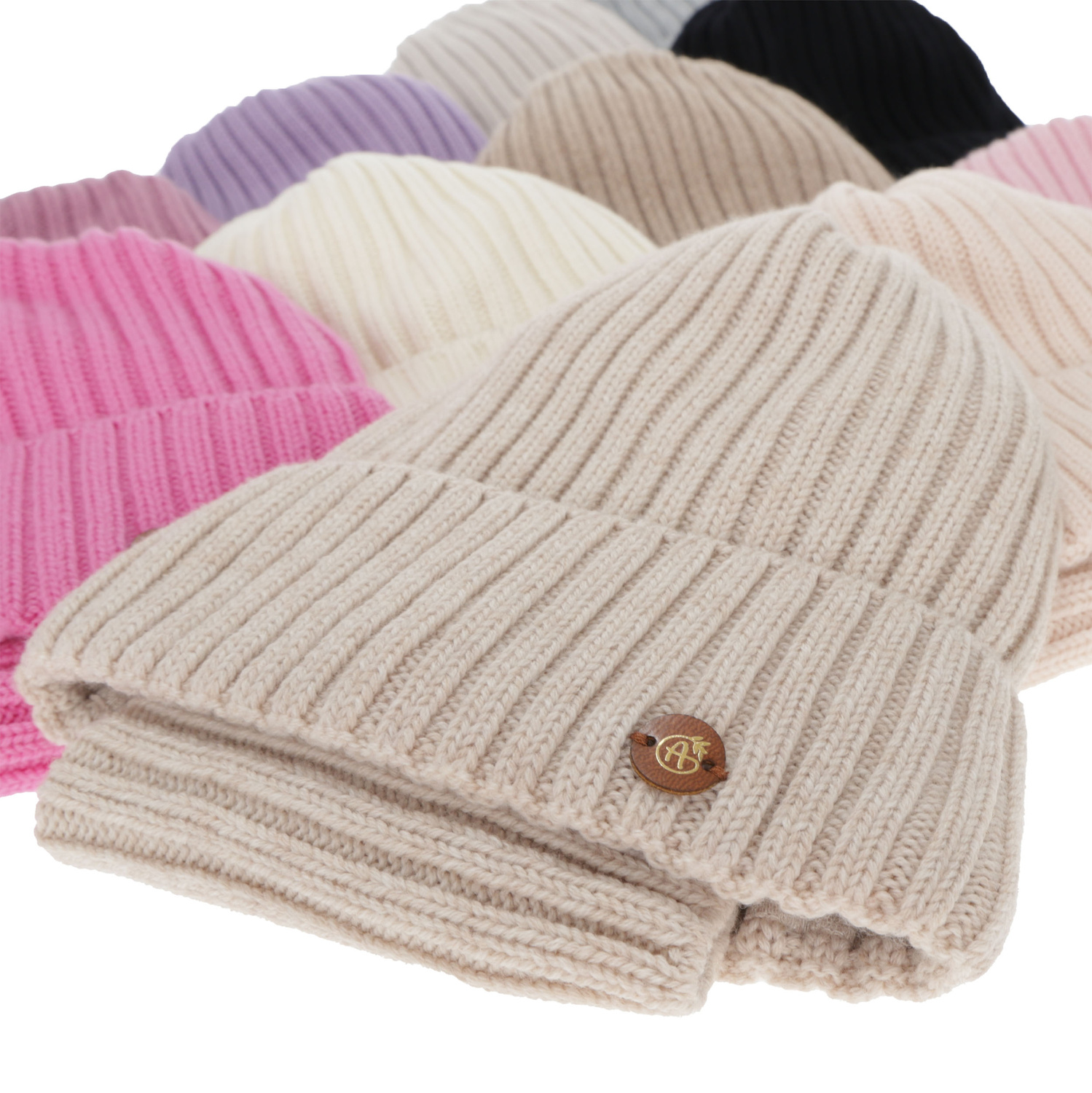 Flicka vinter set: mössa och tubhalsduk, kremfärgad, 100% merino ull, fodrad med bomull, Vanira