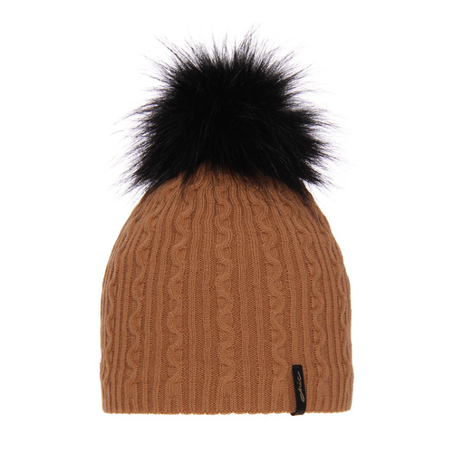 Dam vintermössa, camel, med pompom, Xena