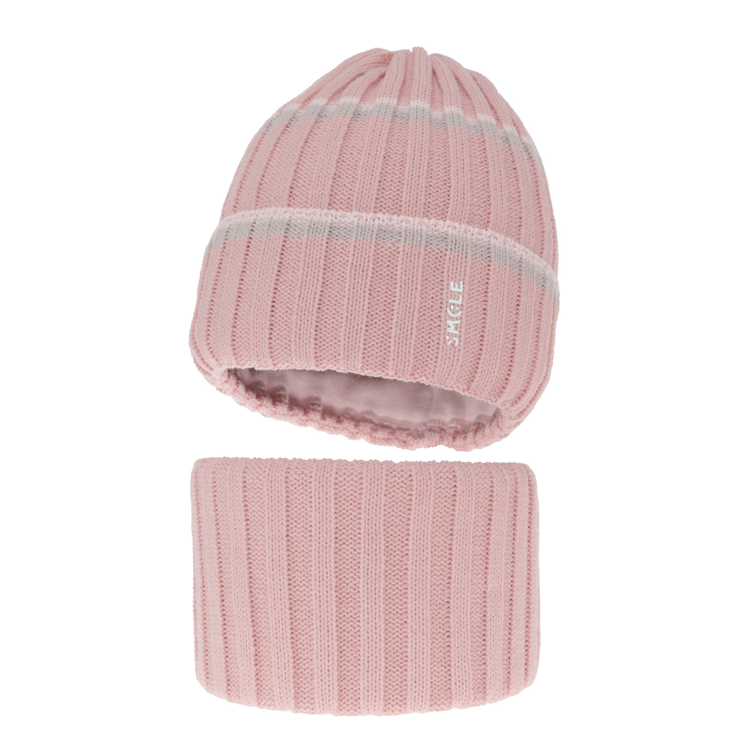 Flicka vinter set: mössa och tubhalsduk, rosa, Judit
