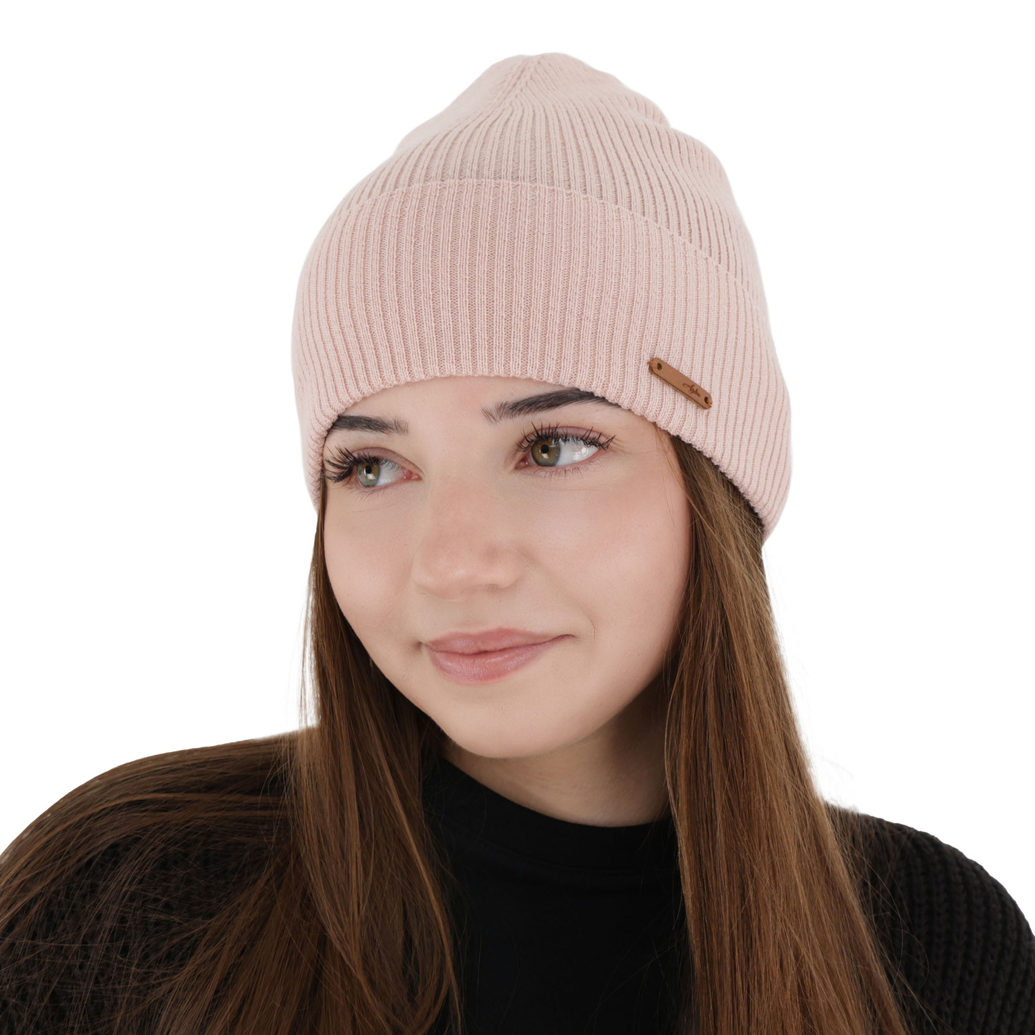 Dam höst/vår mössa, rosa, 100% Merino Ull, Flerra