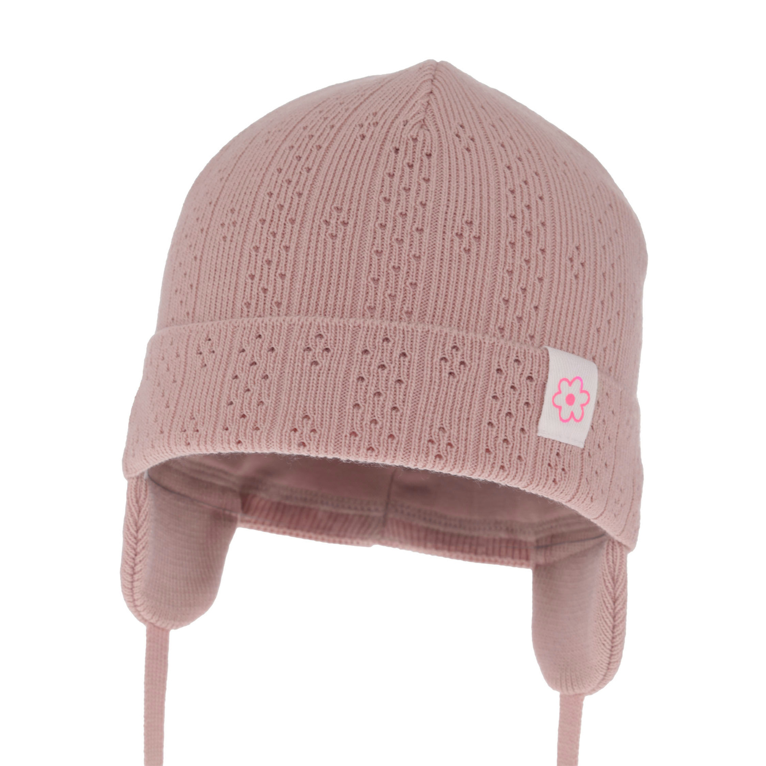 Flicka höst/vår mössa, rosa, med knytband, Lucrezia