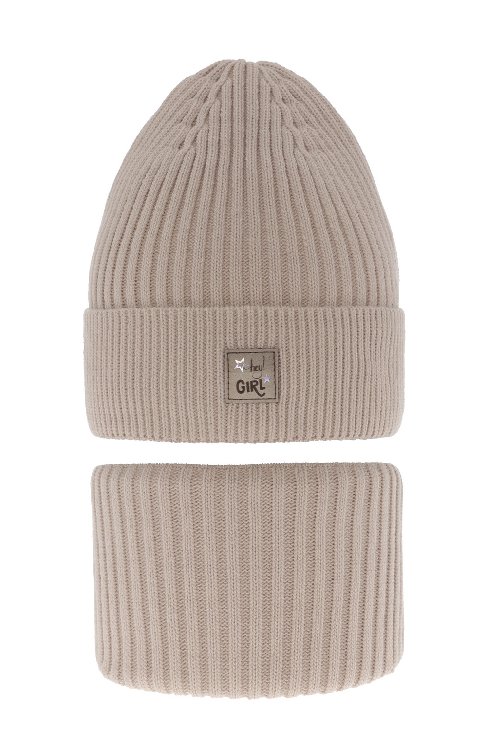 Flicka vinter set: mössa och tubhalsduk, beige, Georgina