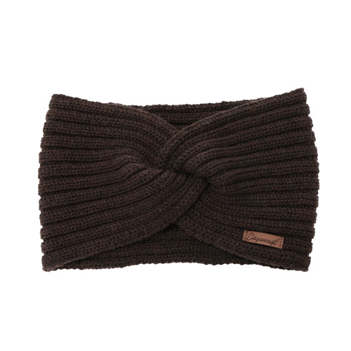 Dam vinter pannband, brun, 100% Merino Ull, Veka