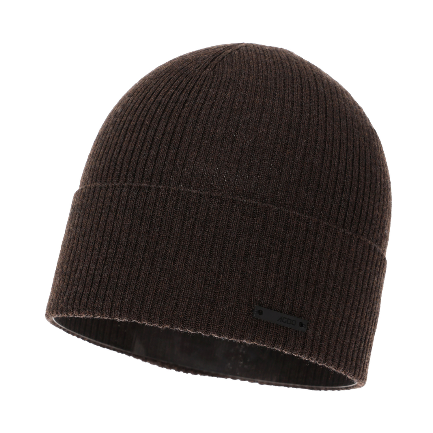 Herr höst/vår mössa, brun, 100% Merino Ull, Fleur