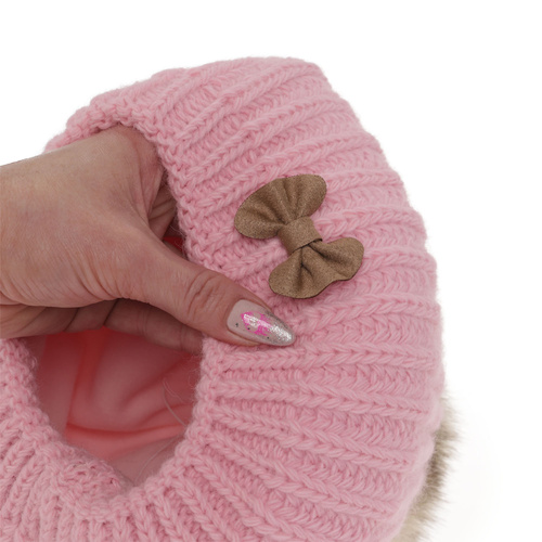 Flicka vinter set: mössa och halsduk, rosa, med pompom, Polinezja