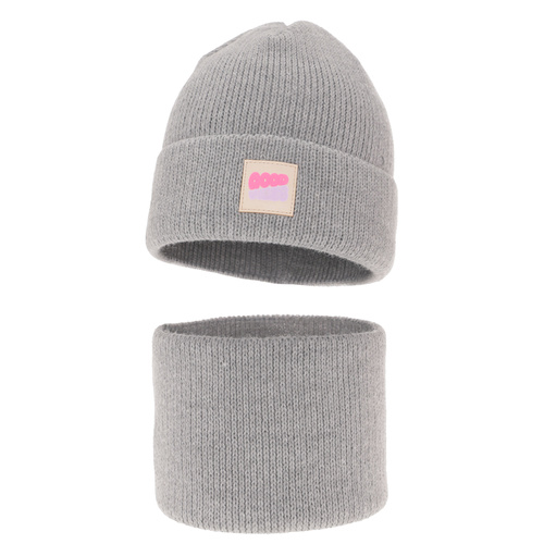 Flicka vinter set: mössa och tubhalsduk, grå, Josephin