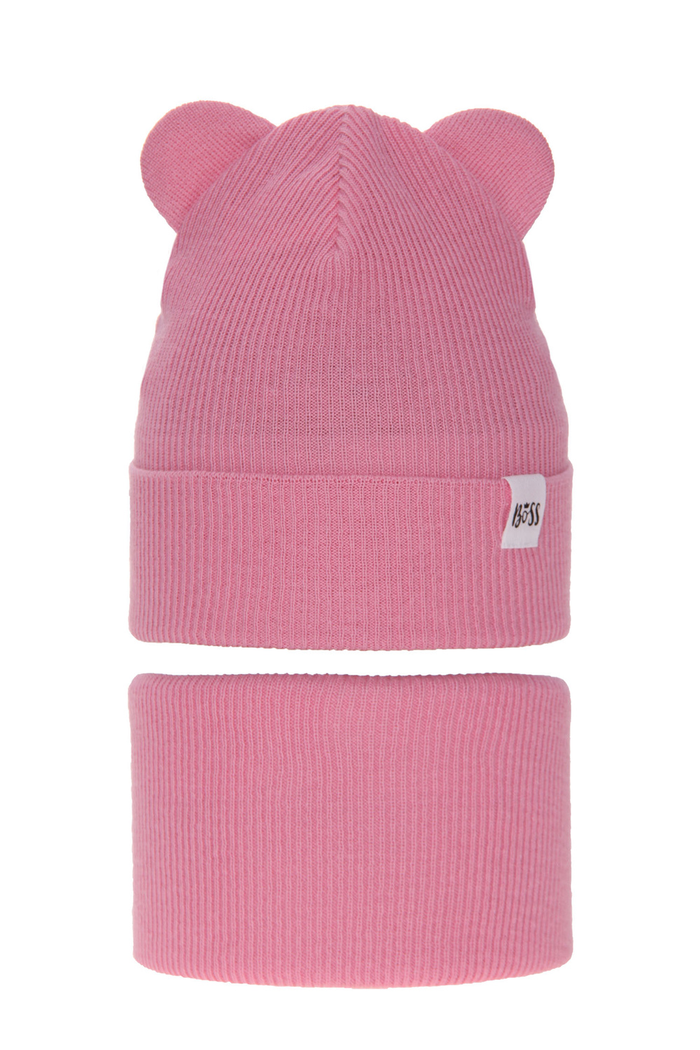 Flicka höst/vår set: mössa och tubhalsduk, rosa, med bomull, Kajra
