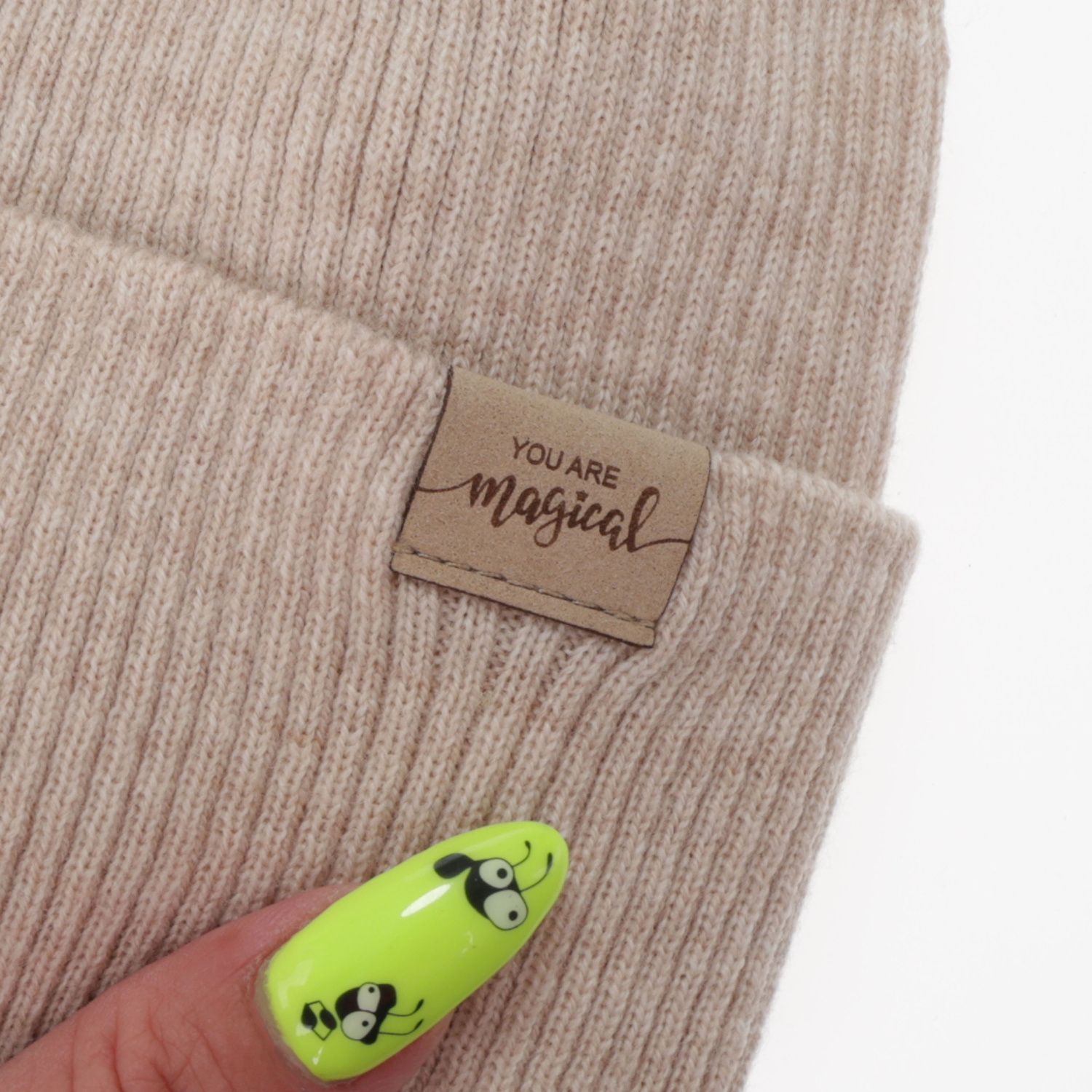 Flicka höst/vår set: mössa och tubhalsduk, beige, 100% Merino Ull, Magenta