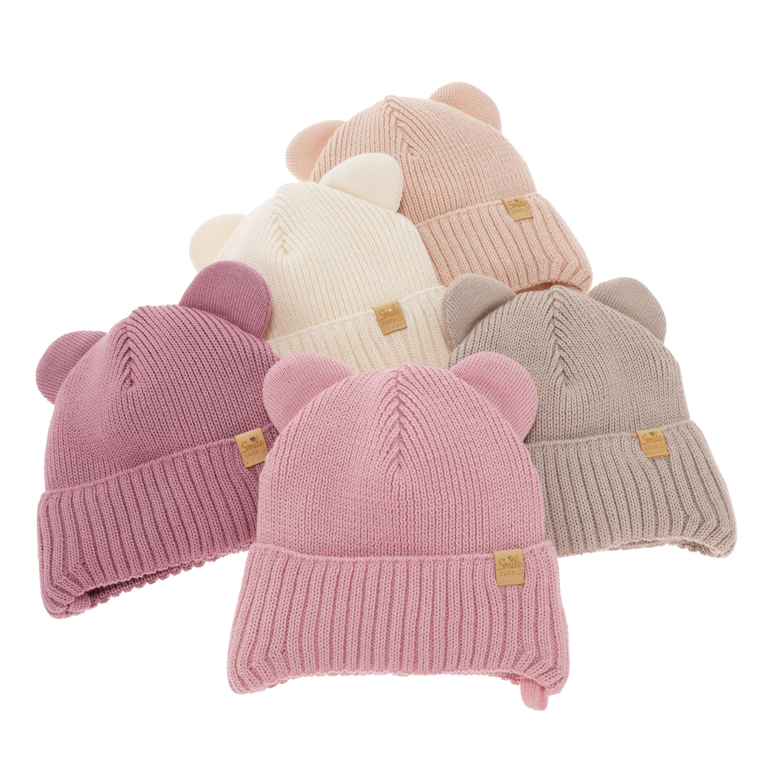 Flicka vintermössa, rosa, med knytband, med merinull, Shira