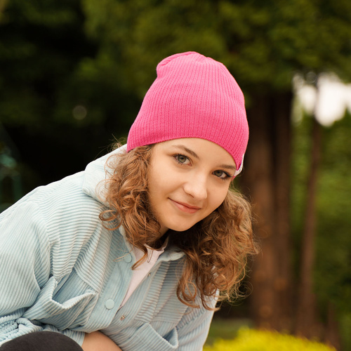 Flicka höst/vår set: mössa och halsduk, rosa, med bomull, Farinka