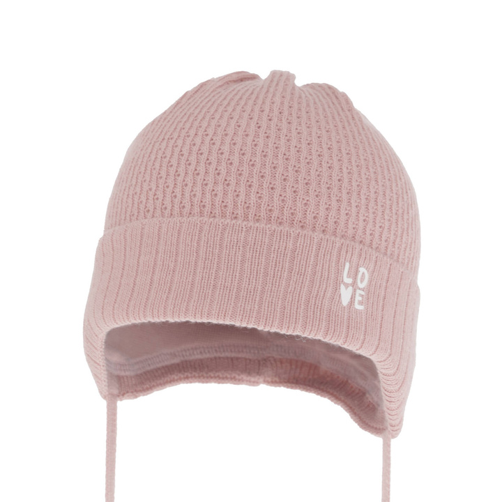 Flicka höst/vår mössa, rosa, med knytband, Camilla