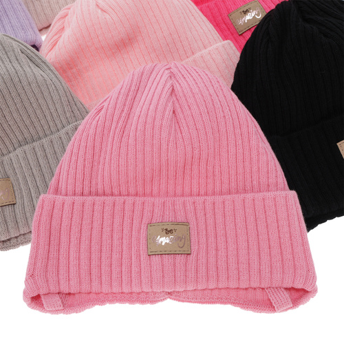 Flicka höst/vår mössa, rosa, med knytband, med bomull, Tindra